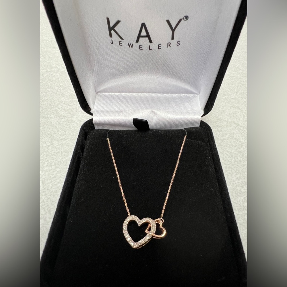 Kay Jewelers 10k Rose Gold Diamond Heart Necklace .15 ct tdw